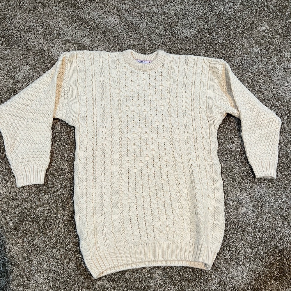 Handmade in Scotland Vintage Cream Cable Knit Sweater